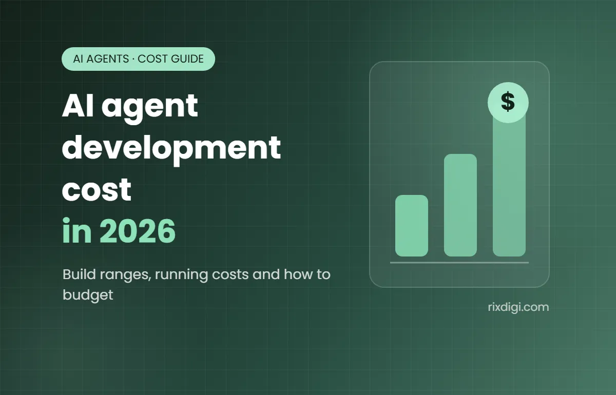AI agent development cost in 2026: cover with rising cost bars